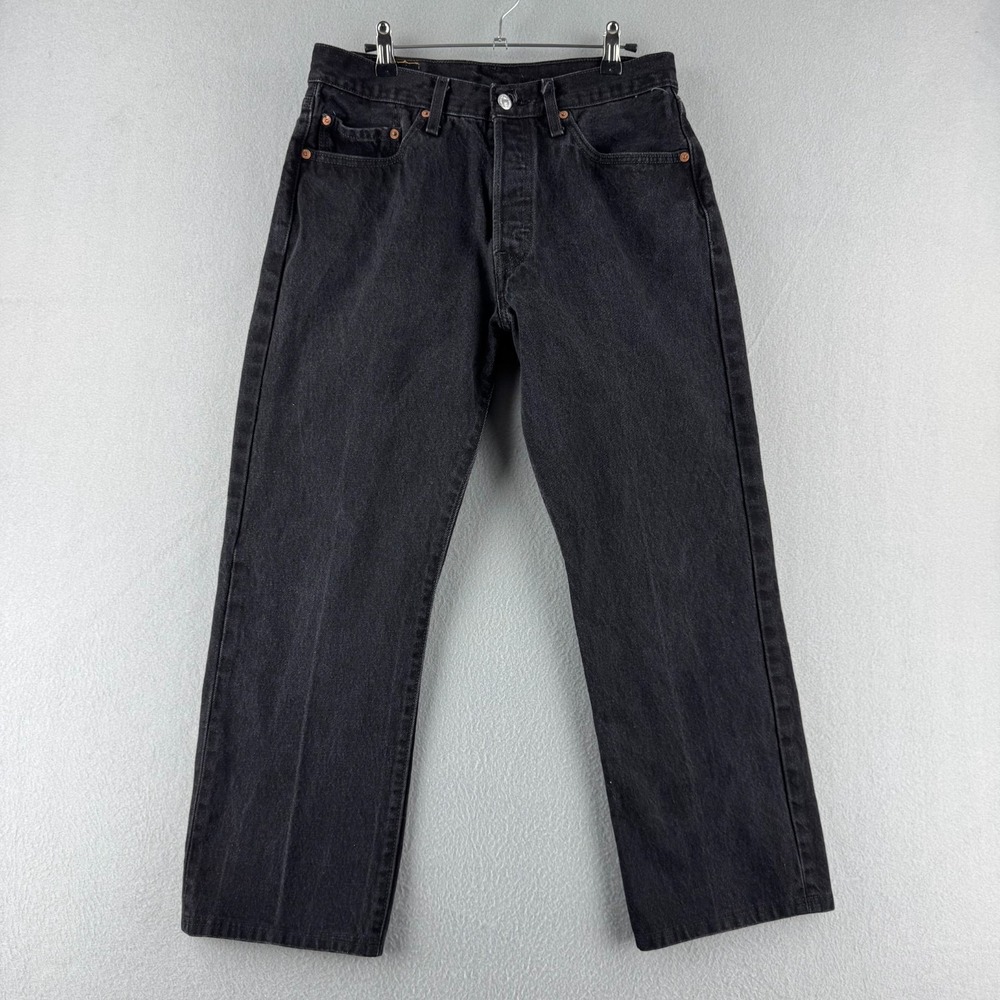 Levis Jeans Mens 33 (Fits 31x26) Black 501 Straight Leg Button Fly Y2K 2000s - Picture 2 of 16